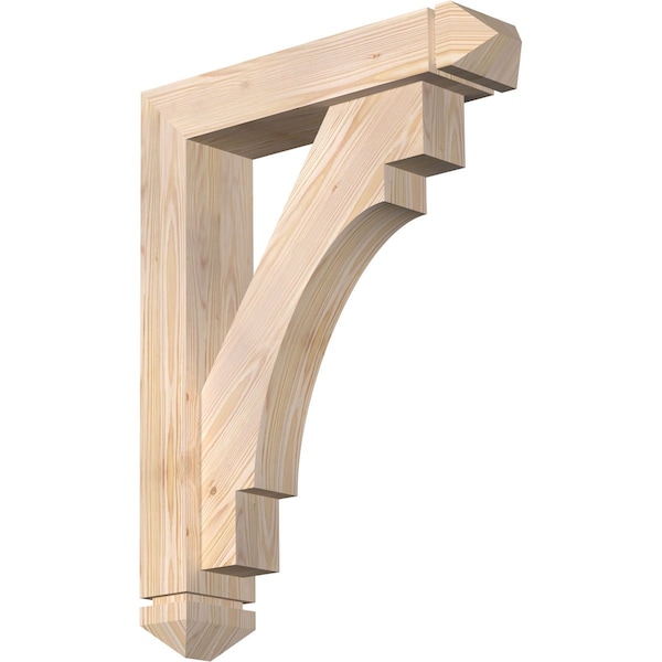 Ekena Millwork Merced Arts and Crafts Smooth Bracket w/ Offset Brace, Douglas Fir, 5 1/2"W x 24"D x 32"H BKT0604X24X32MRC03SDF - main